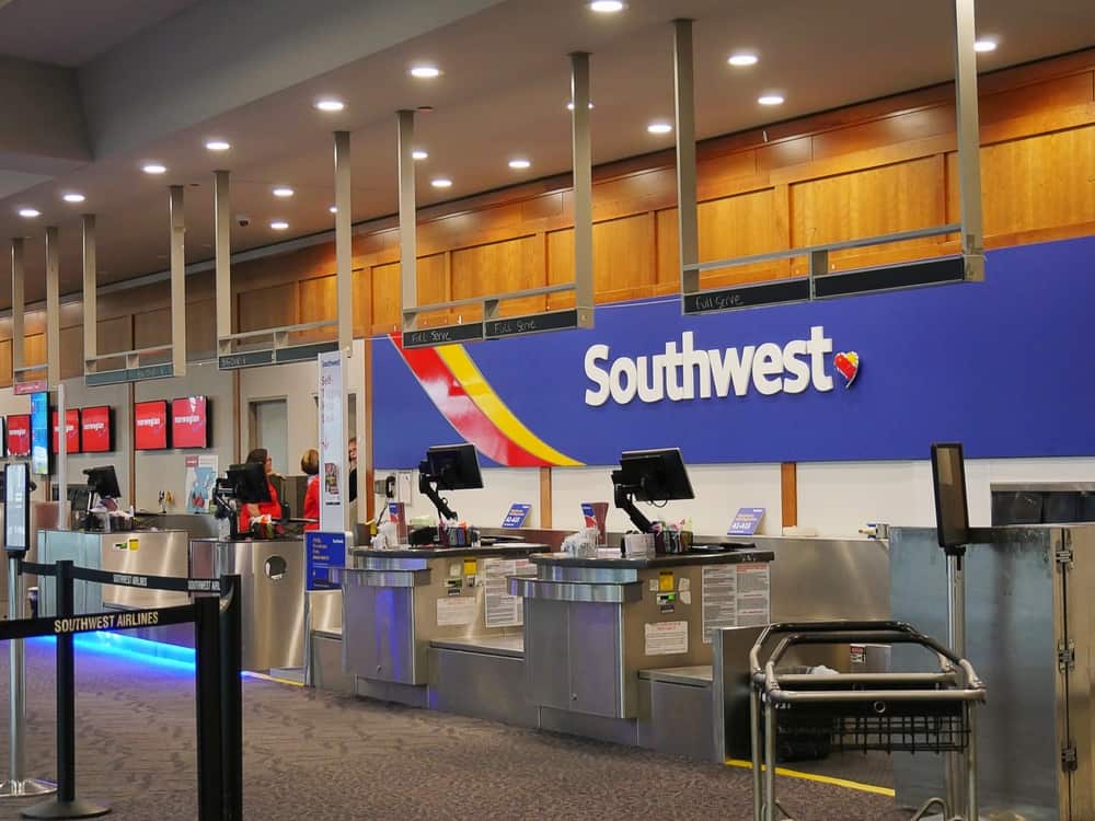 Check-in counters for Southwest Airlines at the T. F. Green Airport
