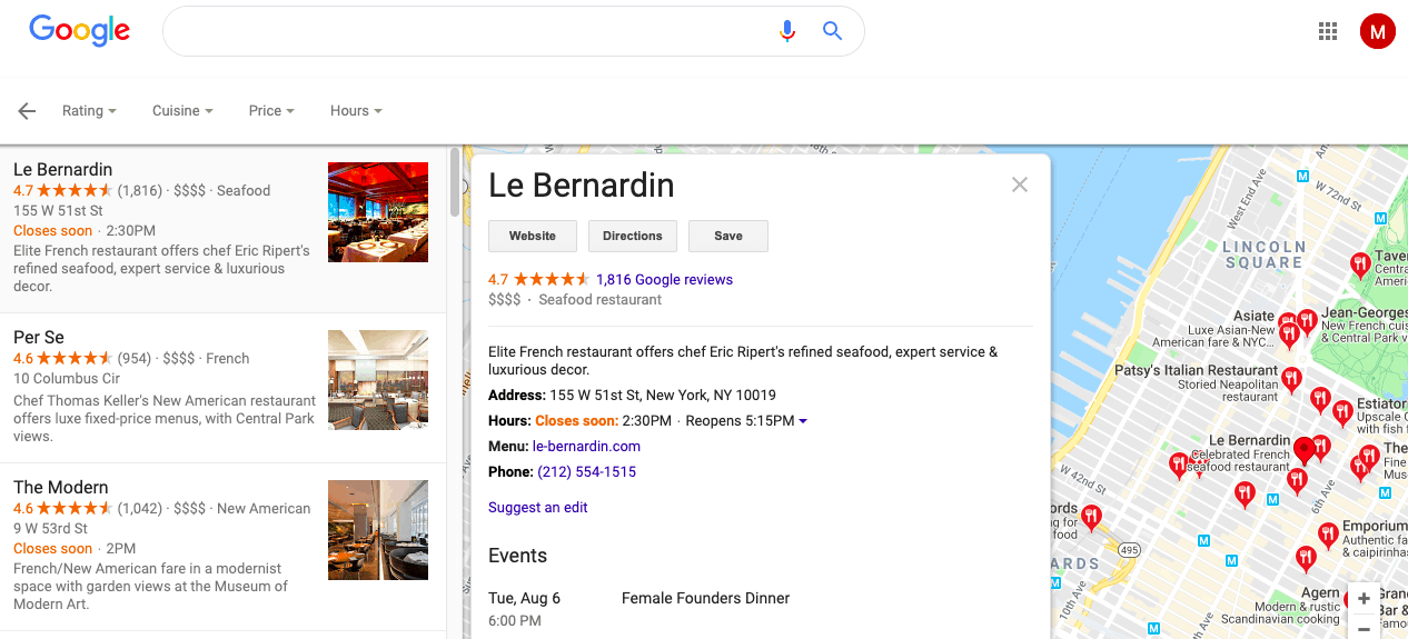 google my business - top restaurant review sites